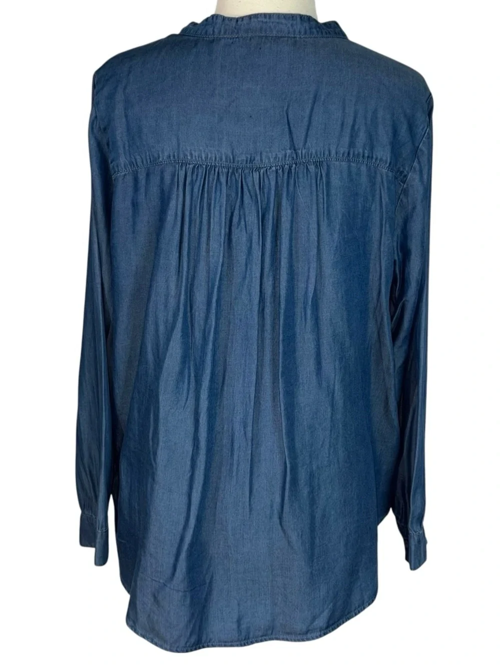 Alison Andrews Indigo Chambray Lyocell Tunic XL Half Button Flowy Top - Picture 4 of 8